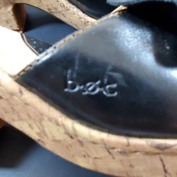 BOC Born Black Leather Flower Heel Mule Cork - Picture 5 of 11